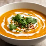 cremige laktosefreie Kürbissuppe mit Kokosmilch - featured image
