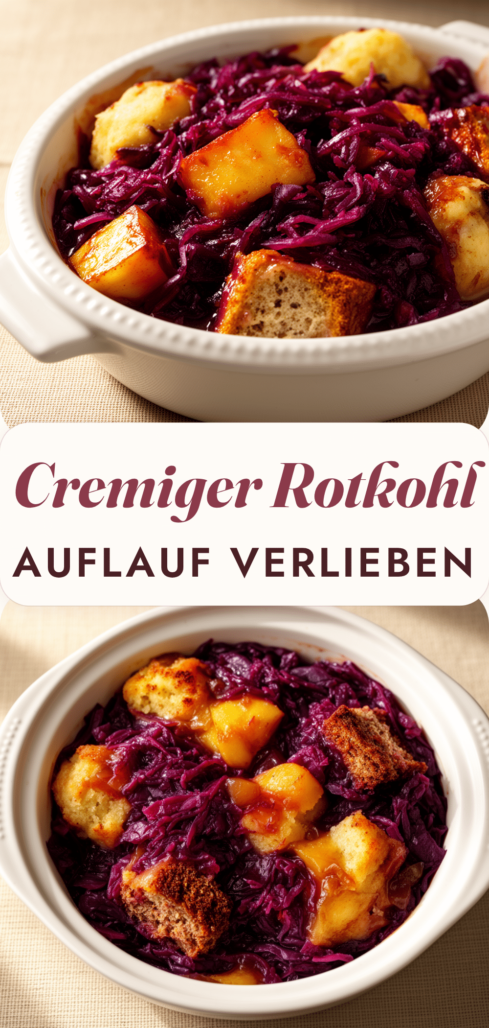 Cremiger Rotkohl Auflauf mit Apfel: 5-Schritte Beilage 5 Cremiger Rotkohl Auflauf mit Apfel recipe