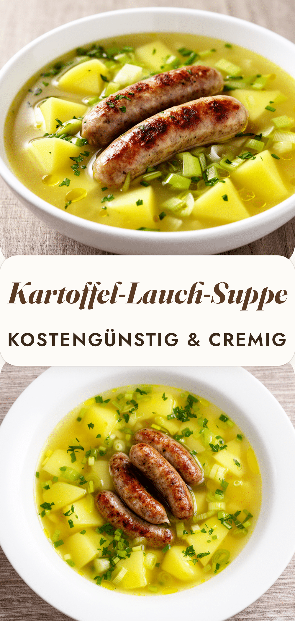 Günstige Kartoffel-Lauch-Suppe mit Würstchen in 20 Min 5 Kartoffel-Lauch-Suppe mit Würstchen recipe