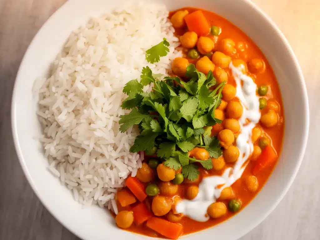 Sparsames Kichererbsen Curry mit Reis: 25 Min 4 sparsames Kichererbsen Curry mit Reis preparation steps